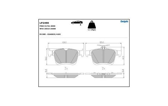 Bromsbeläggssats, skivbroms LP2490 Delphi, bild 5