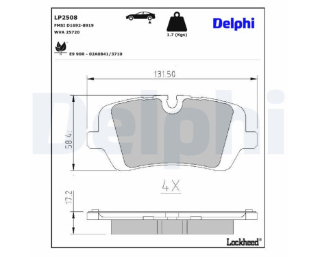 Bromsbeläggssats, skivbroms LP2508 Delphi, bild 3