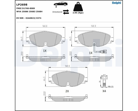 Bromsbeläggssats, skivbroms LP2698 Delphi, bild 5