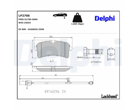 Bromsbeläggssats, skivbroms LP2706 Delphi
