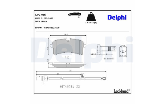 Bromsbeläggssats, skivbroms LP2706 Delphi