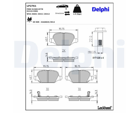Bromsbeläggssats, skivbroms LP2761 Delphi, bild 3