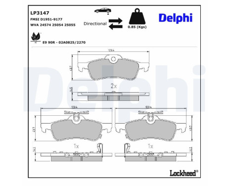 Bromsbeläggssats, skivbroms LP3147 Delphi