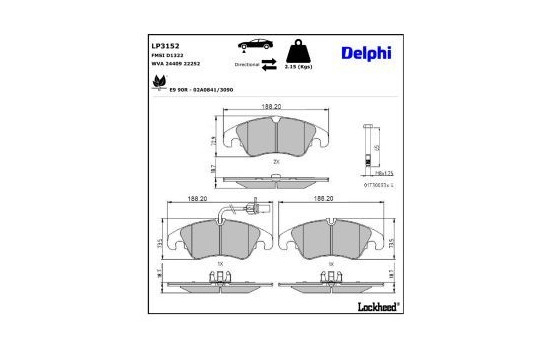 Bromsbeläggssats, skivbroms LP3152 Delphi, bild 4