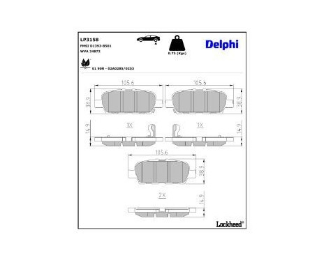 Bromsbeläggssats, skivbroms LP3158 Delphi, bild 3