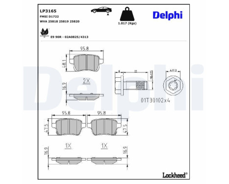 Bromsbeläggssats, skivbroms LP3165 Delphi