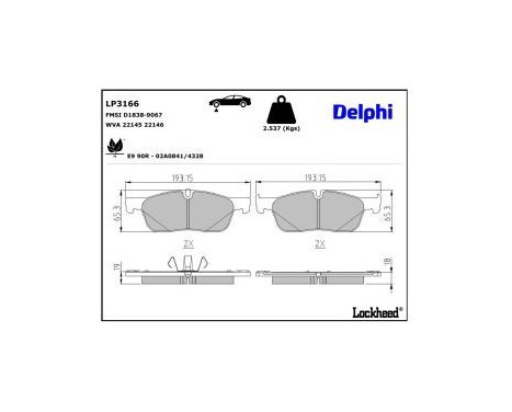 Bromsbeläggssats, skivbroms LP3166 Delphi, bild 3