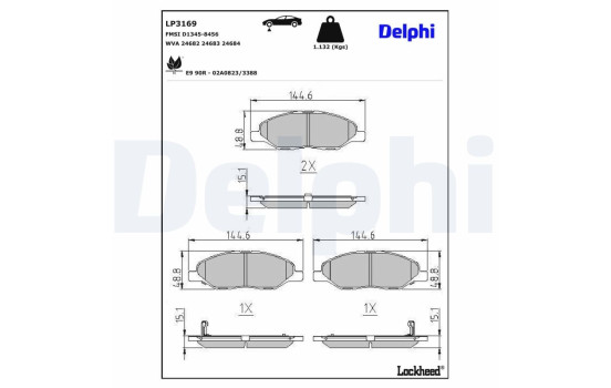 Bromsbeläggssats, skivbroms LP3169 Delphi