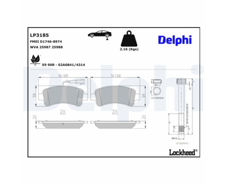 Bromsbeläggssats, skivbroms LP3185 Delphi