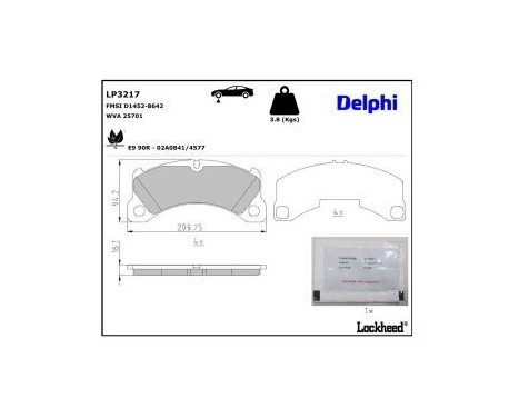 Bromsbeläggssats, skivbroms LP3217 Delphi, bild 3