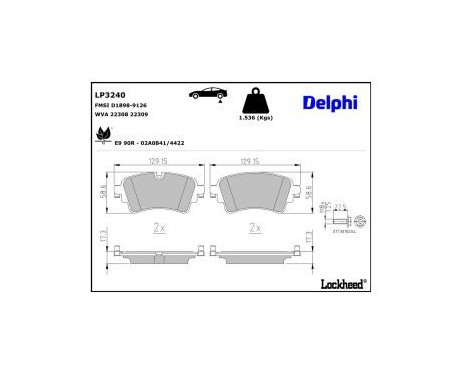 Bromsbeläggssats, skivbroms LP3240 Delphi, bild 3