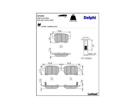 Bromsbeläggssats, skivbroms LP3246 Delphi, bild 3