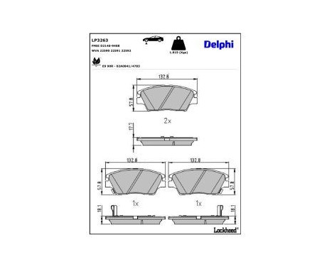 Bromsbeläggssats, skivbroms LP3263 Delphi, bild 3