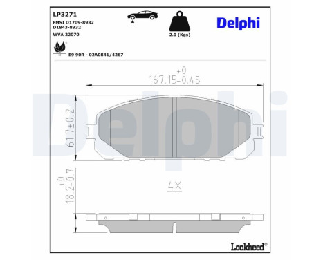 Bromsbeläggssats, skivbroms LP3271 Delphi