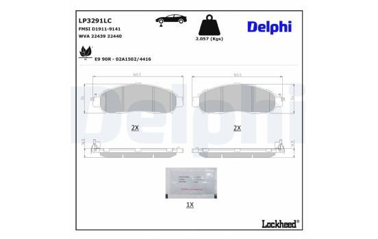 Bromsbeläggssats, skivbroms LP3291LC Delphi
