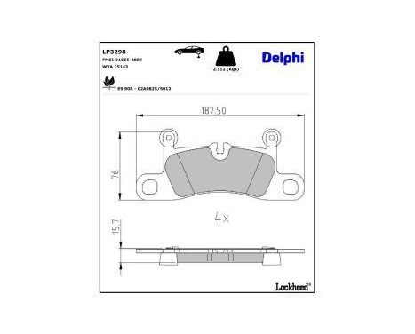 Bromsbeläggssats, skivbroms LP3298 Delphi