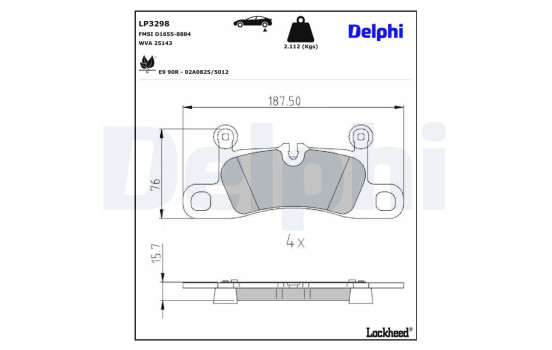 Bromsbeläggssats, skivbroms LP3298 Delphi