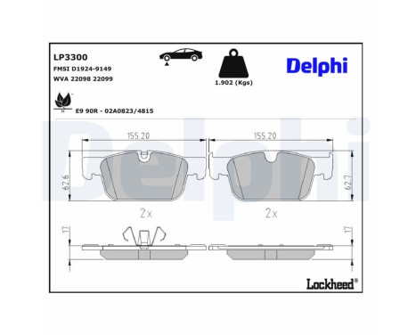 Bromsbeläggssats, skivbroms LP3300 Delphi, bild 3