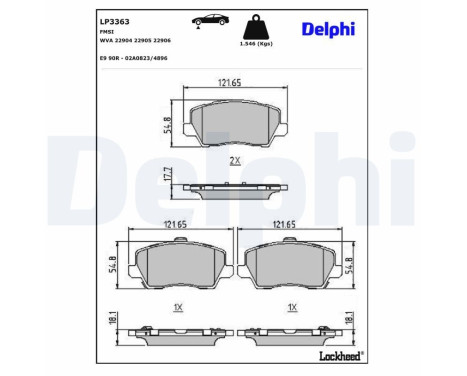 Bromsbeläggssats, skivbroms LP3363 Delphi