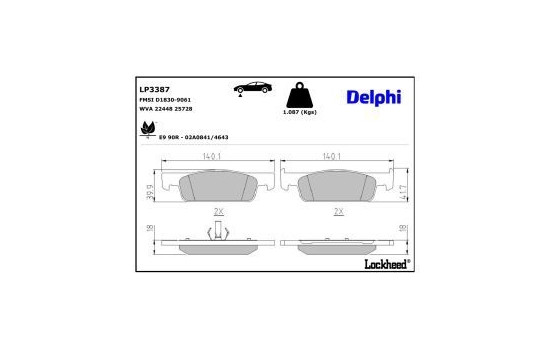 Bromsbeläggssats, skivbroms LP3387 Delphi, bild 3