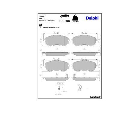 Bromsbeläggssats, skivbroms LP3401 Delphi, bild 3