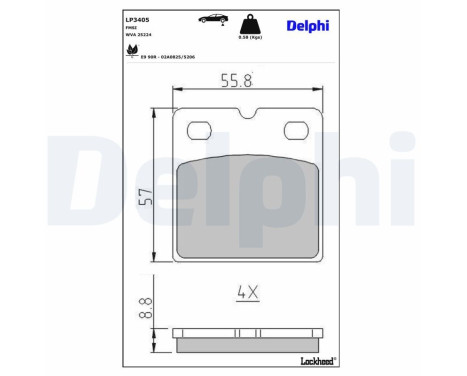 Bromsbeläggssats, skivbroms LP3405 Delphi