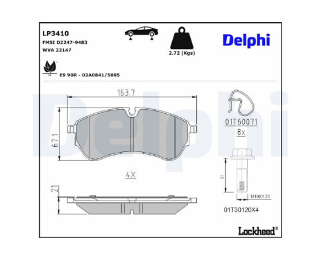 Bromsbeläggssats, skivbroms LP3410 Delphi, bild 3