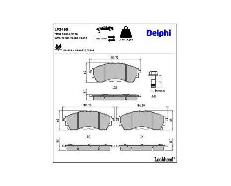 Bromsbeläggssats, skivbroms LP3495 Delphi, bild 3