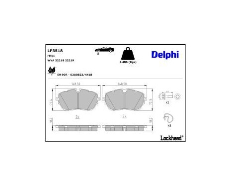 Bromsbeläggssats, skivbroms LP3518 Delphi, bild 3
