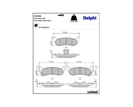 Bromsbeläggssats, skivbroms LP3556 Delphi
