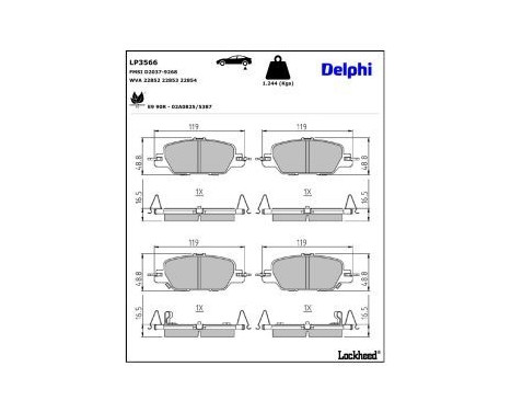 Bromsbeläggssats, skivbroms LP3566 Delphi, bild 3