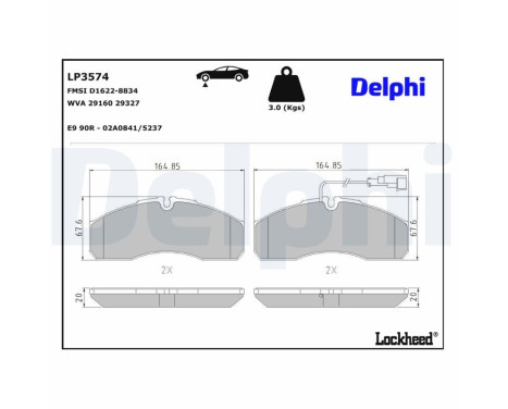 Bromsbeläggssats, skivbroms LP3574 Delphi