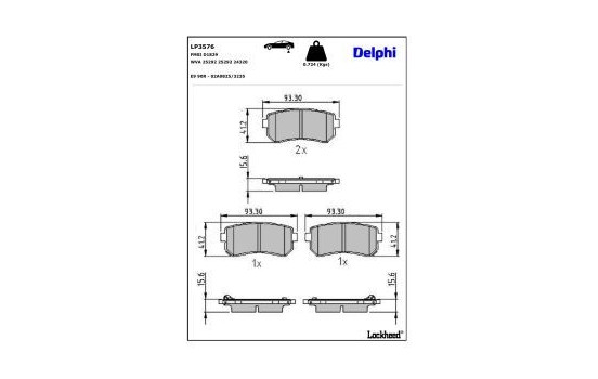Bromsbeläggssats, skivbroms LP3576 Delphi, bild 3