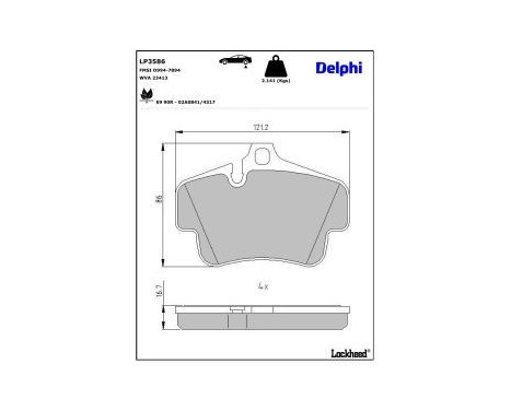 Bromsbeläggssats, skivbroms LP3586 Delphi