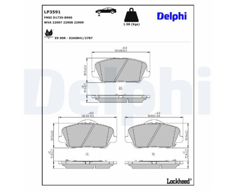 Bromsbeläggssats, skivbroms LP3591 Delphi, bild 3