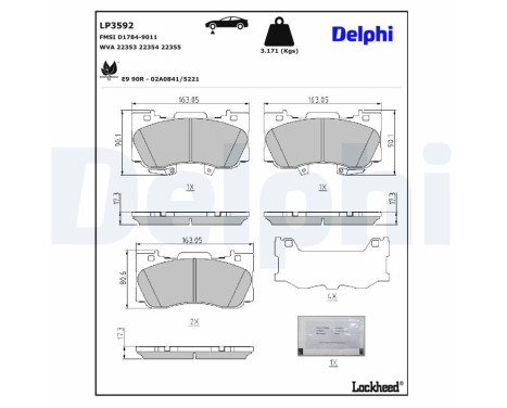 Bromsbeläggssats, skivbroms LP3592 Delphi