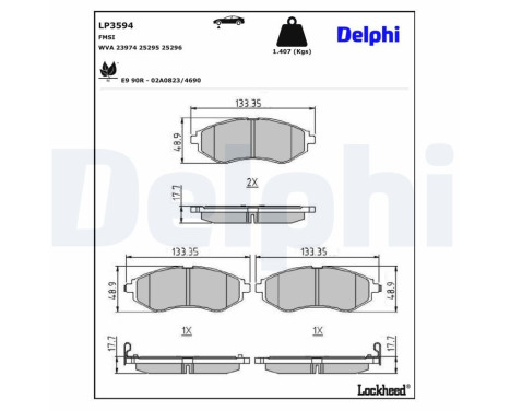 Bromsbeläggssats, skivbroms LP3594 Delphi