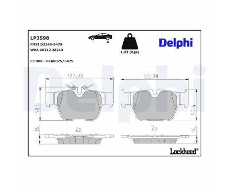 Bromsbeläggssats, skivbroms LP3598 Delphi