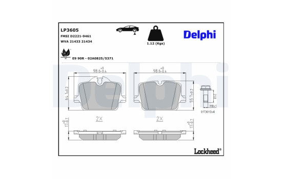 Bromsbeläggssats, skivbroms LP3605 Delphi