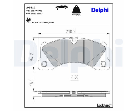 Bromsbeläggssats, skivbroms LP3612 Delphi