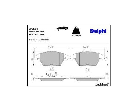 Bromsbeläggssats, skivbroms LP3684 Delphi, bild 3