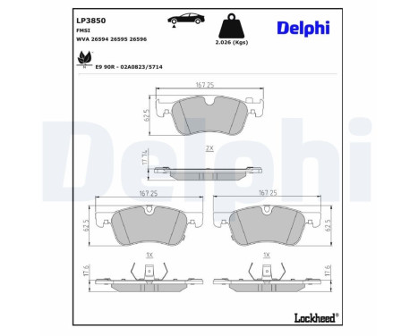 Bromsbeläggssats, skivbroms LP3850 Delphi