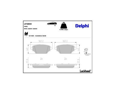 Bromsbeläggssats, skivbroms LP3859 Delphi, bild 3