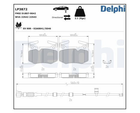 Bromsbeläggssats, skivbroms LP3872 Delphi