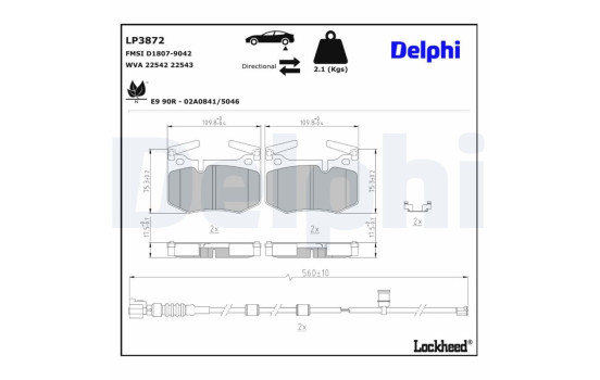 Bromsbeläggssats, skivbroms LP3872 Delphi