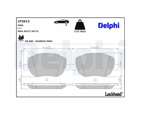 Bromsbeläggssats, skivbroms LP3912 Delphi