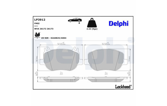 Bromsbeläggssats, skivbroms LP3912 Delphi