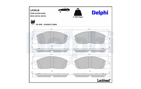Bromsbeläggssats, skivbroms LP3918 Delphi, bild 3