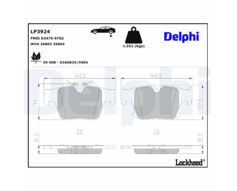 Bromsbeläggssats, skivbroms LP3924 Delphi, bild 3