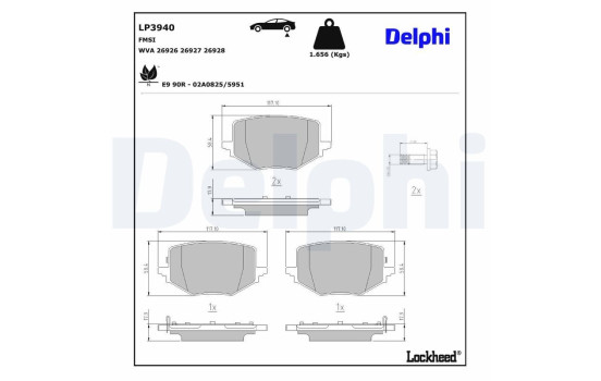 Bromsbeläggssats, skivbroms LP3940 Delphi